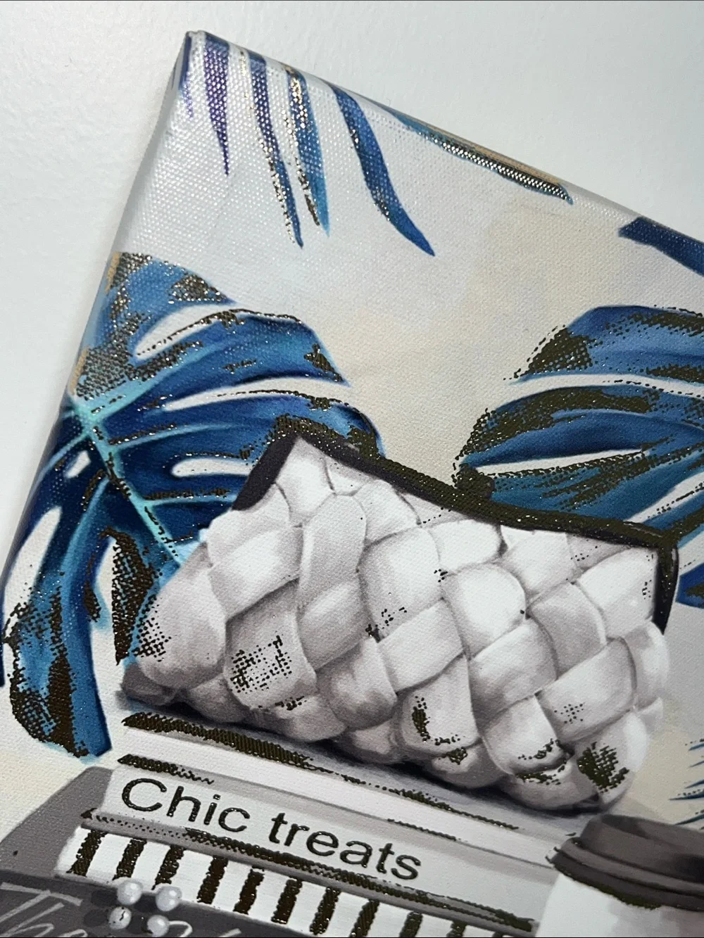Bella Canvas Blue & Gold Palm and Chic Still Life Canvas Art